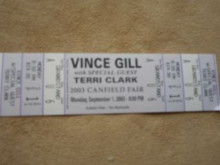 Vince Gill 2003 Canfield Fair Concert Ticket With Terri Clark