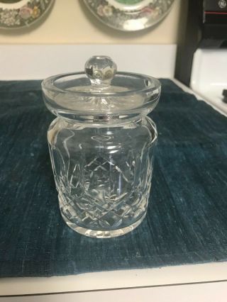 Vintage 4 7/8 " Waterford Lismore Cut Crystal Jam Jelly Condiment Jar Excl