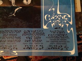 Vintage Fillmore West Bill Graham Concert Poster 287 Grateful Dead/Santana 5