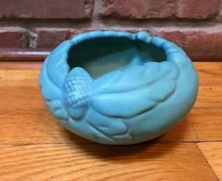 Van Briggle Acorn & Leaves Pottery Vase/bowl Blue Ming - Euc