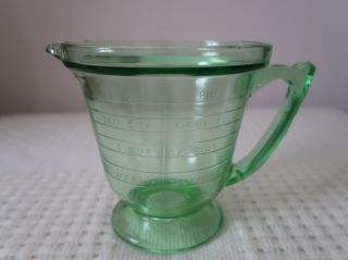 T & S Handimaid Green Depression Glass Measuring Pitcher,  2 Cups/1 Pint/16 Oz.