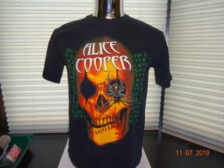 Three Black T Shirt Music Alice Cooper Psycho Drama Tour Skull Eyes Bare Bones 2