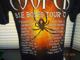 Three Black T Shirt Music Alice Cooper Psycho Drama Tour Skull Eyes Bare Bones 4