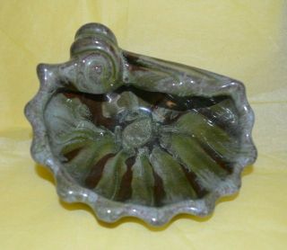 Blue Mountain Pottery 6 " Ocean Type Shell With Rare Georgian Bay Green Glaze