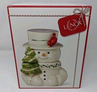 Lenox Happy Holidays Snowman Cookie Jar Happy Holly Days Christmas