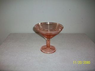 Vintage Manhattan Pattern Pink Glass Martini Champagne Stem