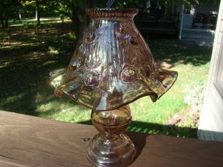 Glass Amethyst Iridescent Dusty Cabbage Rose Fairy Lamp