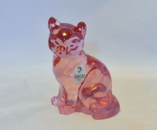 Fenton Glass Pink Cat Figurine