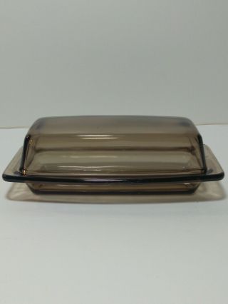 Vintage Corning Pyrex Brown Glass Butter Dish Usa 72b Clear Vision Wear Usa