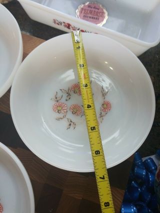 Fire King Anchor Hocking Fleurette Flower Milk Glass 6 1/2 Inch Bowls (3)