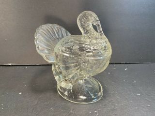 Le Smith Vintage Clear Glass Turkey Candy/nut - Dish (height: 7 - 1/4”)