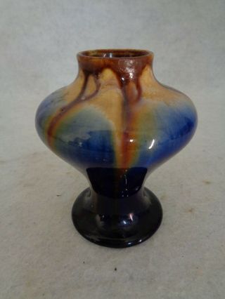 Small Vintage Studio Pottery Vase Drip Glaze (cat.  7b048)