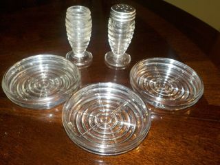Depression Glass Manhattan Crystal 3 Coasters And Shakers