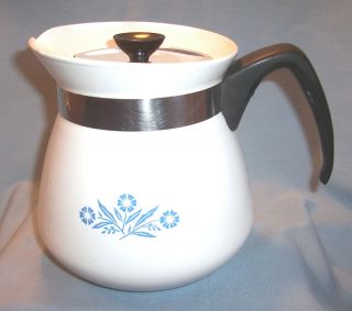 Corelle Corning Ware Blue Cornflower 2 Qt 8 Cup Coffee Teapot Kettle Pitcher Lid