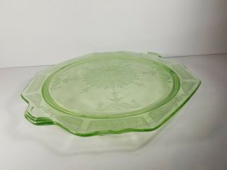 Anchor Hocking Princess Green Depression Glass 3 Toed Cake Plate Stand 2