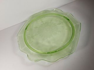 Anchor Hocking Princess Green Depression Glass 3 Toed Cake Plate Stand 3