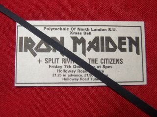 1979 Vintage Gig Advert Iron Maiden Xmas Ball London Heavy Metal