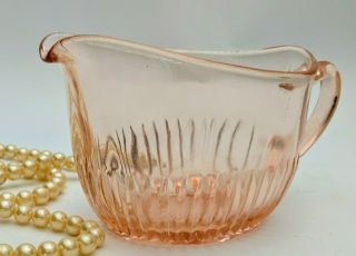 Anchor Hocking Old Colony Lace Edge Pink Oval Creamer Depression Glass Vintage