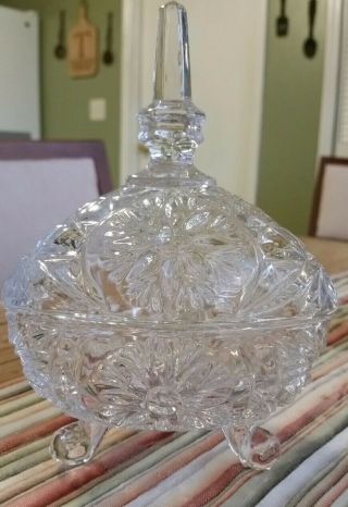 Leaded Crystal Footed Candy Dish/jam Dish W/lid Made In Germany Vintage