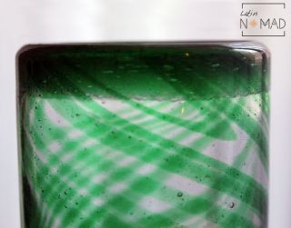 Green Swirl Highball Glass,  hand blown Juice Glass 16 oz 3