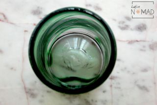 Green Swirl Highball Glass,  hand blown Juice Glass 16 oz 4
