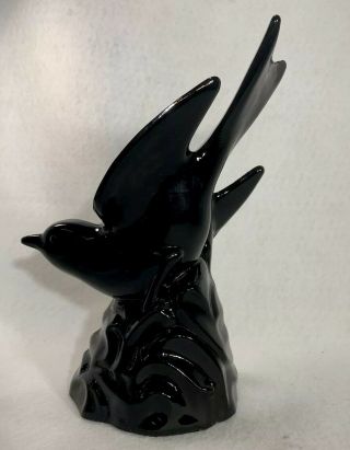 Vintage L.  E.  Smith Glass Co.  Black Slag Glass Bird In Flight Figurine 3