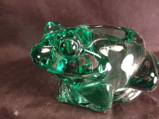 Green Glass Frog Candle Holder Indiana Glass