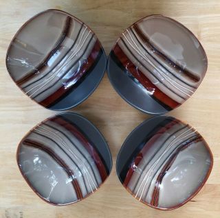Better Homes And Gardens Bazaar Brown Set 4 Soup/cereal Bowls Square Home Trends