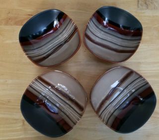 Better Homes And Gardens Bazaar Brown Set 4 Soup/Cereal Bowls Square Home Trends 4