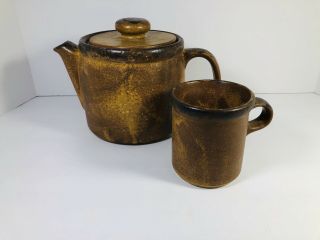 Vintage Mccoy Tea Pot 1418 Pottery With A Matching Mug 1412 Rustic Stoneware