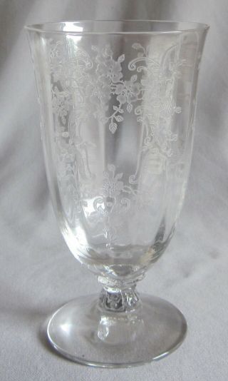 Iced Tea Glass Goblet Vintage Fostoria Crystal Meadow Rose Pattern