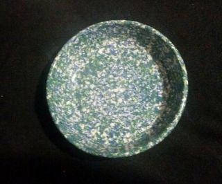8 " Spongeware Bowl - Gerald E Henn Roseville Ohio - Green & Blue