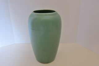 Arts and Crafts era classic matte green vase unmarked possibly Brush McCoy 2