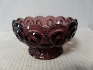 L E Smith Glass Moon And Stars Small Footed Bowl Amethyst Purple