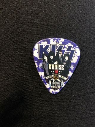 Kiss Kruise Iv 4 Guitar Pick Tommy Thayer Autographed 2014 Blue Floral Signed