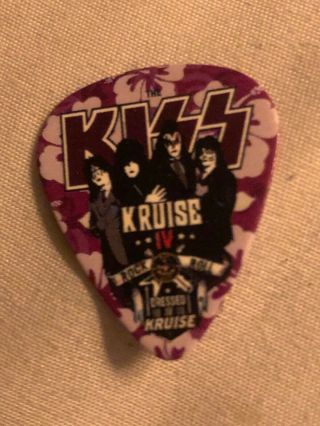 KISS Kruise IV 4 Guitar Pick Tommy Thayer Autographed 2014 Blue Floral Signed 3