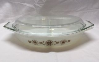 Pyrex Town Country 1.  5 Quart Qt Divided Oval Covered Casserole Dish Lid Usa Euc