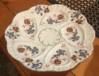 Antique Porcelain Hand Painted Oyster Plate