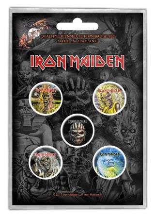 Official Licensed - Iron Maiden - Faces Of Eddie 5 Badge Pack Heavy Metal