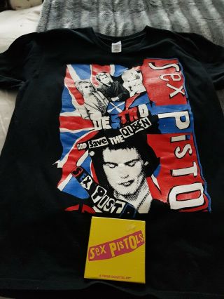 Punk T Shirt Sex Pistols Size L & Coaster Set