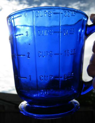Large Cobalt Blue Glass Measuring Cup,  1 Quart,  4 Cups,  32 oz,  Martha Stewart 4