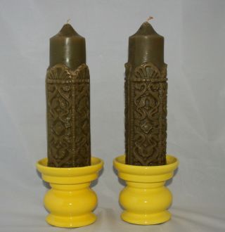 Royal Haeger Candlestick Holders With Candles Set Of 2 Vintage 60 