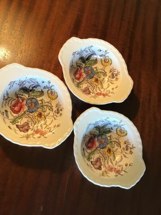 3 Vernon Kilns Vernonware May Flower Mayflower Soup Chowder Bowl Bowls 6”x7.  5”