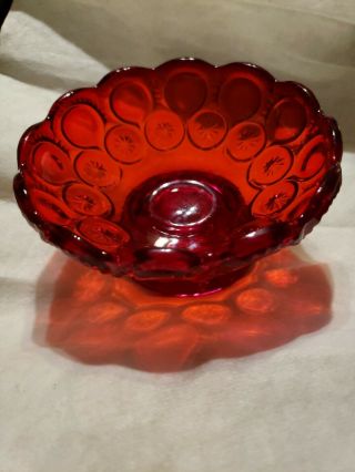 L.  E.  Smith Moon And Stars Ruby Red Candy Dish Base Only Vtg