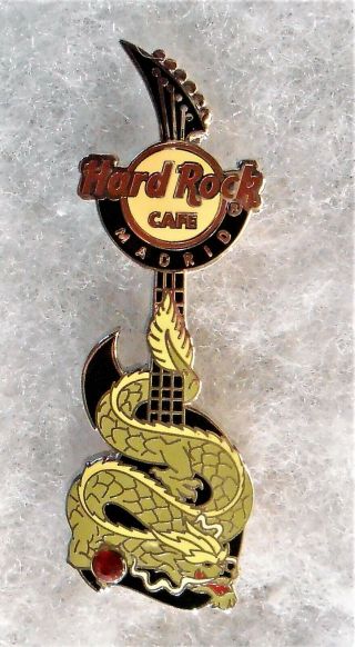 Hard Rock Cafe Madrid Dragon Guitar Series Green Dragon With Gem Pin 66758