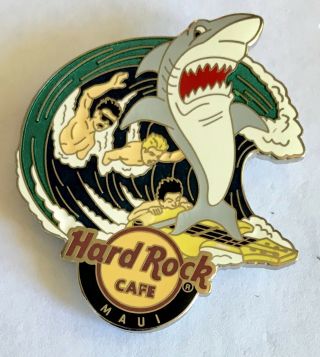 Hard Rock Cafe Maui Scared Shark Surfer With Guitar Surfboard Pin