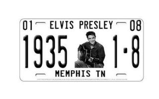 Elvis Presley 1935 License Plate The King Memphis White Metal,  1 Elvis License