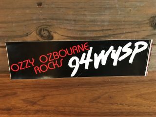 Ozzy Osbourne Rocks 94 Wysp Bumpersticker Philly Radio Station Vintage 3”x11”