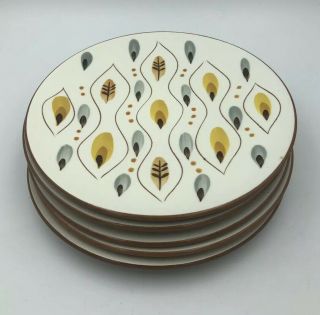 6 Vintage Stangl Pottery 6” Dessert Plates Amber Glo Mcm Mid Century Modern