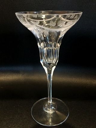 1 Single Lead Crystal Cut/etched Champagne Flute Glass 7.  75” Tall